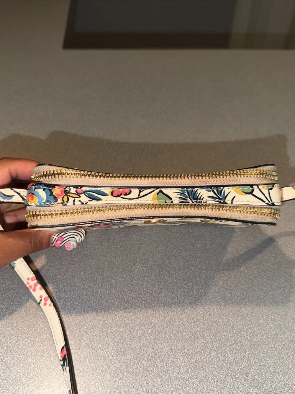 Tory Burch Floral Print Cream Crossbody Bag